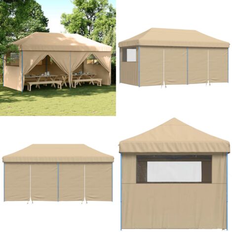 Tendone per Feste Pieghevole Pop-Up con 4 Pareti Beige - Tenda per eventi - Tenda per feste