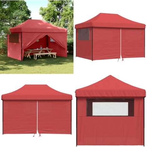 Tendone per Feste Pieghevole Pop-Up con 4 Pareti Bordò - Tenda per eventi - Tenda da giardino