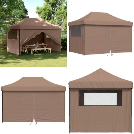 Tendone per Feste Pieghevole Pop-Up con 4 Pareti Marrone - Tenda per eventi - Tenda da giardino