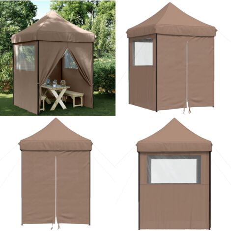 Tendone per Feste Pieghevole Pop-Up con 4 Pareti Marrone - Tenda pieghevole - Tenda da giardino