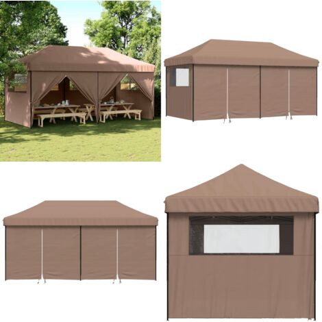 Tendone per Feste Pieghevole Pop-Up con 4 Pareti Marrone - Tenda pieghevole - Tenda da giardino