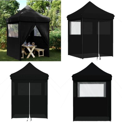 Tendone per Feste Pieghevole Pop-Up con 4 Pareti Nero - Tenda per eventi - Tenda da giardino