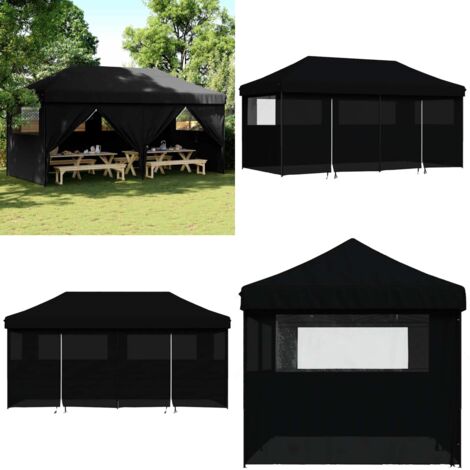Tendone per Feste Pieghevole Pop-Up con 4 Pareti Nero - Tenda per eventi - Tenda per feste