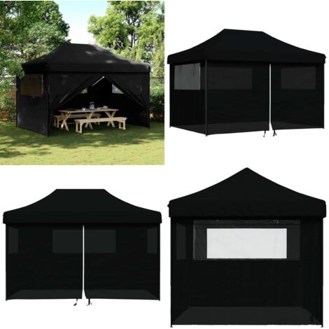 Tendone per Feste Pieghevole Pop-Up con 4 Pareti Nero - Tenda per eventi - Tenda per feste