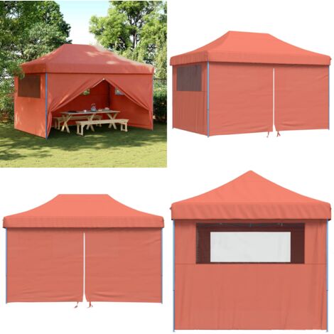 Tendone per Feste Pieghevole Pop-Up con 4 Pareti Terracotta - Tenda per eventi - Tenda da giardino
