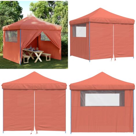 Tendone per Feste Pieghevole Pop-Up con 4 Pareti Terracotta - Tenda per feste - Tenda da giardino