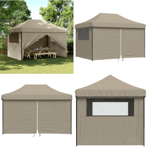 Tendone per Feste Pieghevole Pop-Up con 4 Pareti Tortora - Tenda pieghevole - Tenda da giardino
