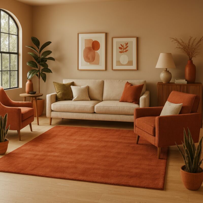 Thedecofactory - tendrement - Tapis doux en polyester terracotta 120x160