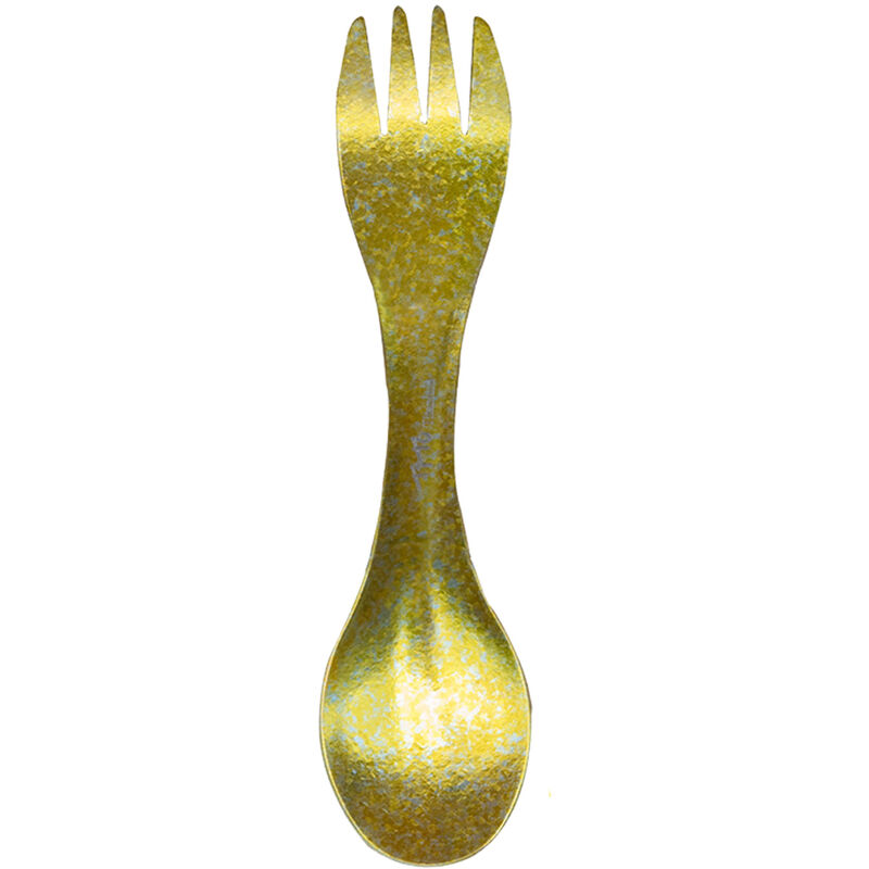 

Happyshopping - Tenedor de cuchara ultraligero de titanio Spork, cubiertos portatiles, utensilio para acampar 2 en 1,Oro brillante