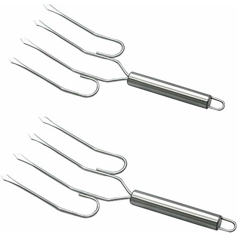 Tenedor De Pavo De Acero Inoxidable MINKUROW Y Elevadores De Comida Caliente Herramienta De Barbacoa De Tenedor De Piel De Pollo, Juego De 2 Piezas