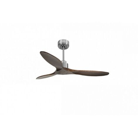 Tenerife de KlassFan - Super destratificateur et ventilateur DC 132 cm Chrome pales bois sombre sans Lumière  25 à 40 m²