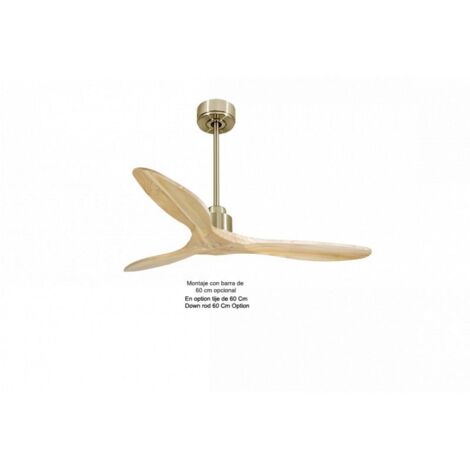 Tenerife de KlassFan - Super destratificateur et ventilateur DC 132 cm Laiton pales bois clair sans Lumière  25 à 40 m²