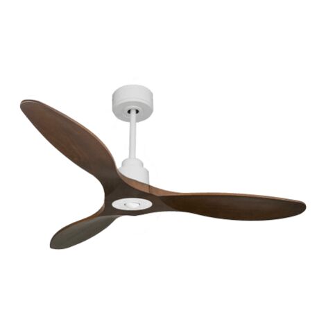 Tenerife Ring - Super destratificateur et ventilateur DC 132 cm  Blanc pales bois sombre sans Lumière 25 à 35 m²