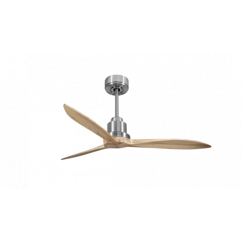 Klassfan - Tenerife - Super destratificateur et ventilateur dc 132 cm Chrome pales bois clair sans Lumière 25 à 35 m²