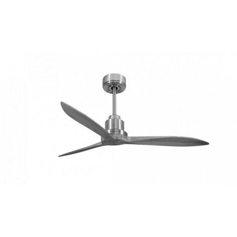 Tenerife - Super destratificateur et ventilateur DC 132 cm  Chrome pales bois gris sans Lumière 25 à 35 m²