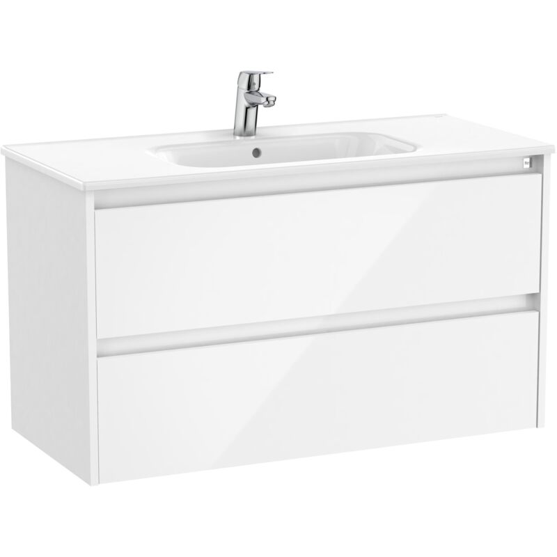 Roca - Pack Unik Meuble 2 tiroirs + lavabo tenet Couleur : Blanc brillant - Dimensions : 985x460x565 mm