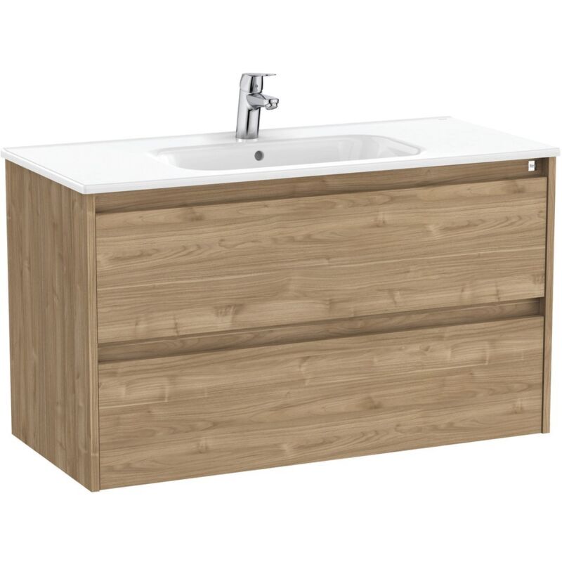 Ensemble meuble Tenet Unik 2 tiroirs, lavabo - Roca - Noyer - 80cm