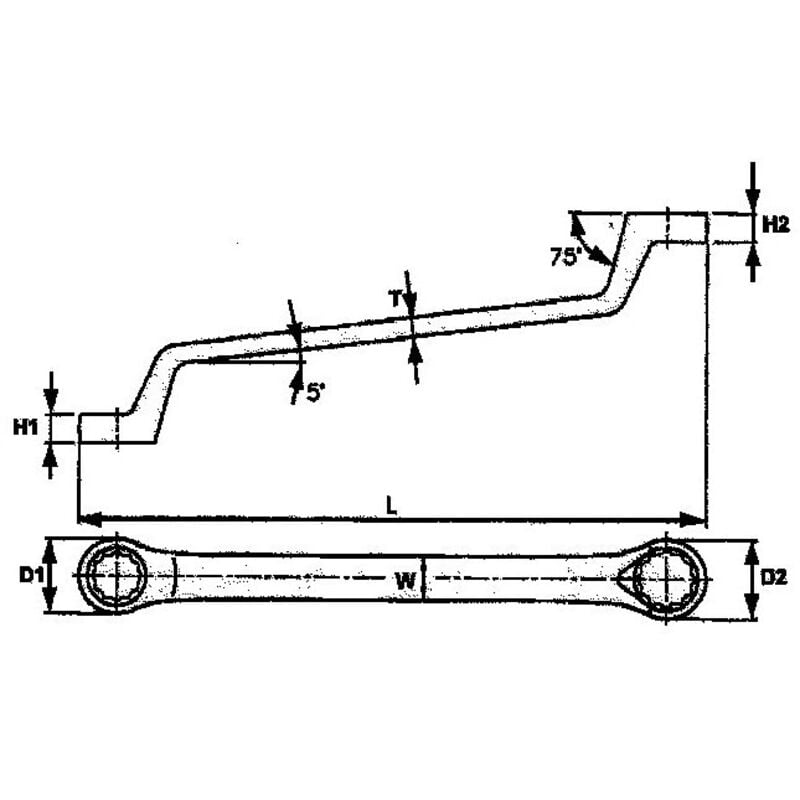 Tengtools - Clé étoile coudée, 21x23 632123