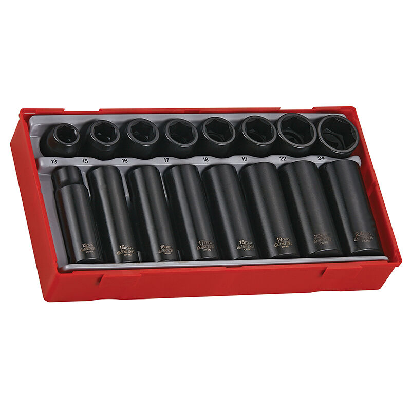 Tengtools - Teng TT9116 TT9116 Regular/Deep Impact Socket Set, 16 Piece- 1/2in Drive TENTT9116