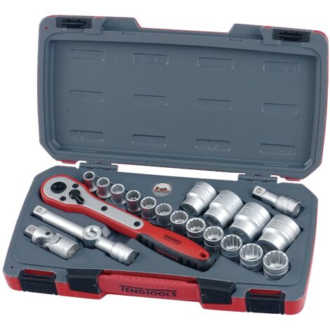 Teng-Tools T1221 Set di chiavi a bussole rosso 21 pezzi