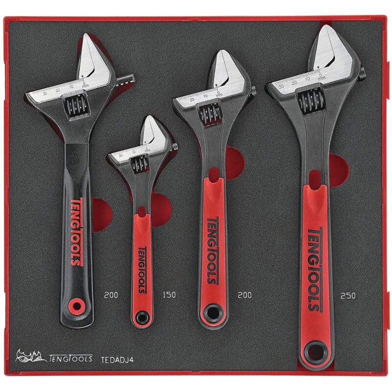 Teng Tools - TEDADJ4 EVA Adjustable Wrench Set 4pcs