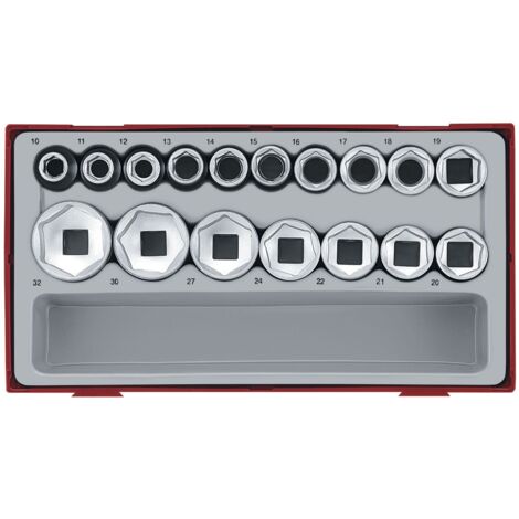 Teng Tools TT1217-6 Jeu de 17 douilles hexagonales acier chromé