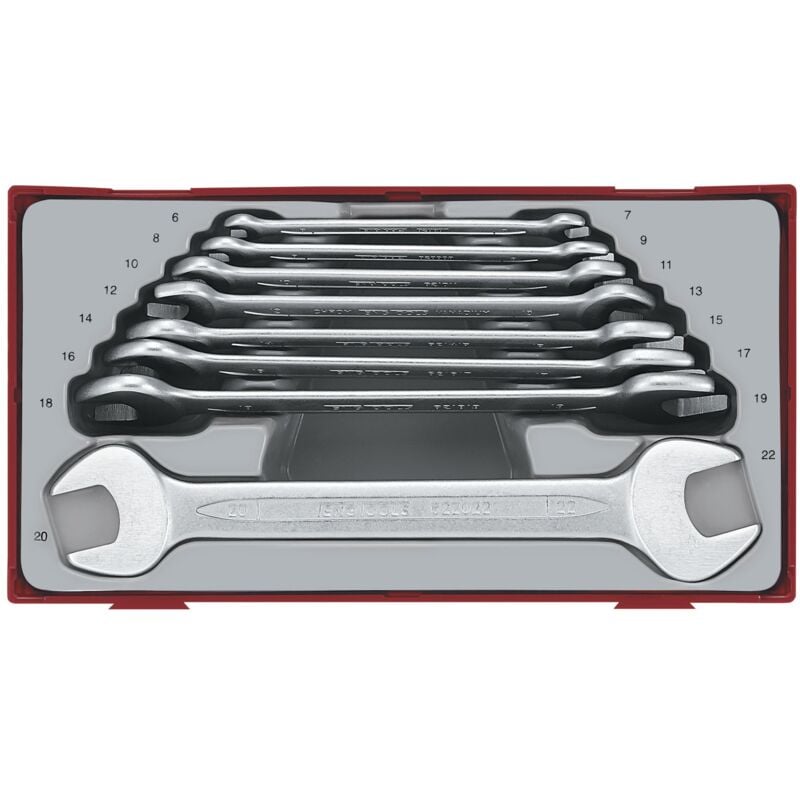 Tengtools - Jeu clés plates doubles TT1 tray 6-22mm 8 pièces Teng Tools TT6208