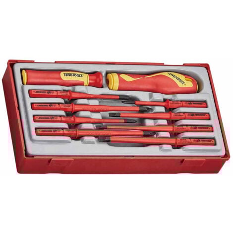 Teng TTV710N Insulated Interchangeable Blade Screwdriver Set, 10 Piece TENTTV710N