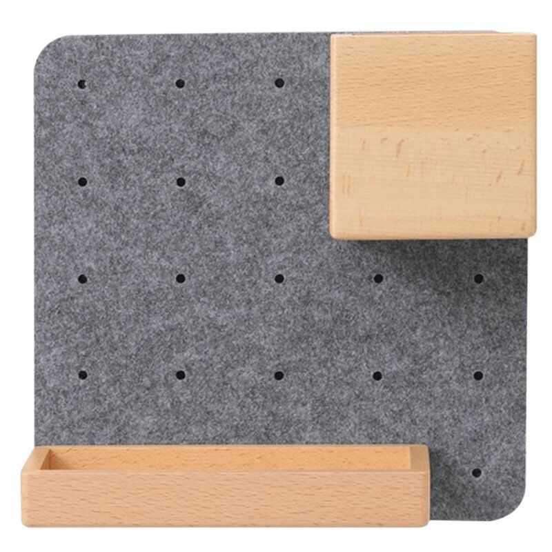 

tenga un hogar fantastico Estante de pared de tablero de fieltro Estante de almacenamiento sin perforaciones con 6 accesorios de madera de haya