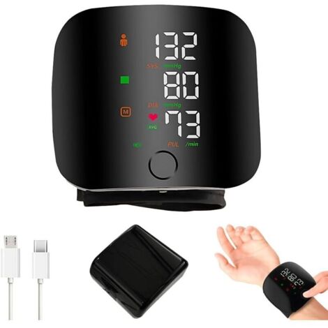 Tensiomestro elettronico da polso con bracciale regolabile, custodia portatile inclusa – precisione medica, display LCD chiaro, memoria per 2 utenti