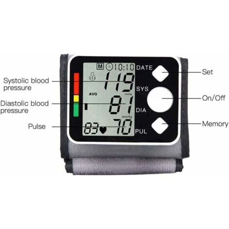 Tensiomètre au Poignet pour la Maison - Mesurez automatiquement Votre tensiomètre avec détection du pouls par fréquence Cardiaque - 2 x 99 mémoires