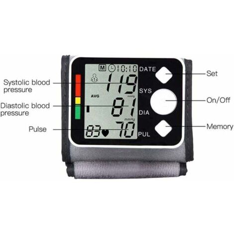 Tensiomètre au Poignet pour la Maison - Mesurez automatiquement Votre tensiomètre avec détection du pouls par fréquence Cardiaque - 2 x 99 mémoires