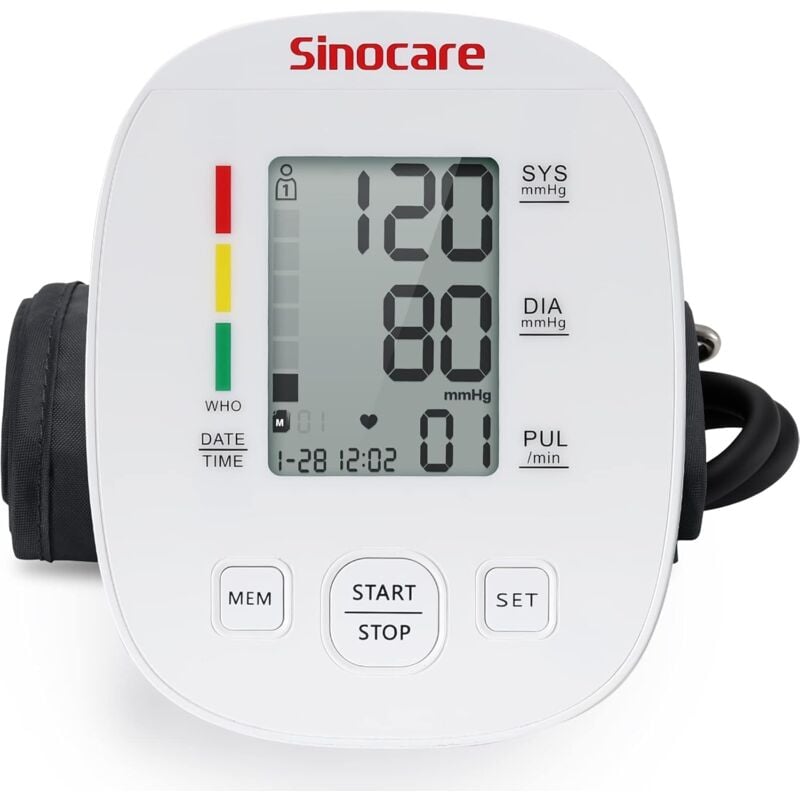 Tensiometre Bras Professionnel, Tensiomètre Bras Électronique pour Usage Domestique, Grand Brassard Réglable 22-42 cm,Surveillance de la Fréquence