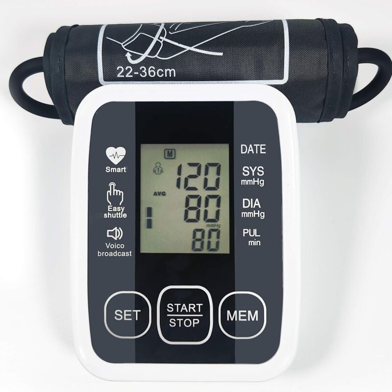 Tensiomètre Electronique à Bras Avec Brassard Réglable 22-36 cm, Mesure Automatique De La Tension Artérielle, Certifié Médicalement, Grand Ecran LCD