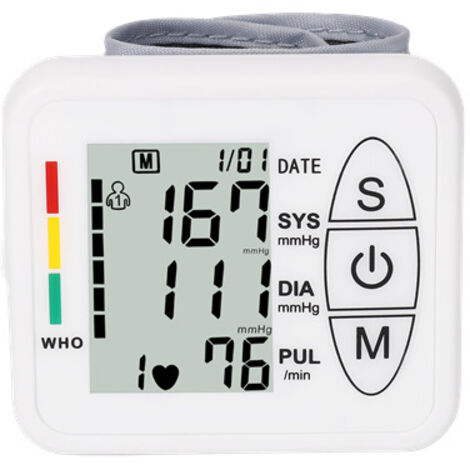 Tensiomètre électronique professionnel au bras, tensiomètre à brassard intelligent et précis, détection automatique de l'hypertension, arythmie, pouls, brassard réglable（Blanc）