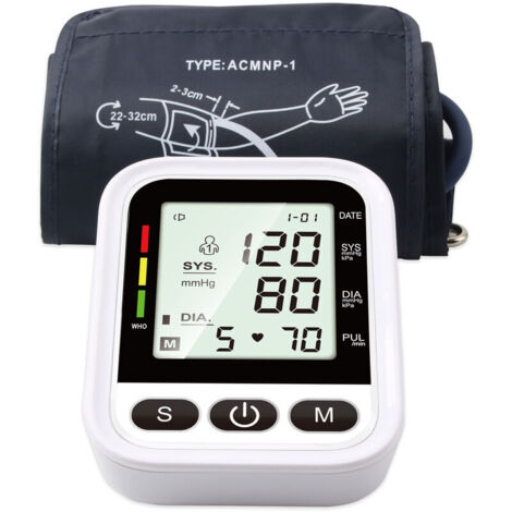 Tensiomètre Électronique Professionnel Pour Le Haut du Bras, Manchette ajustable, Mémoire 2x99, Blanc