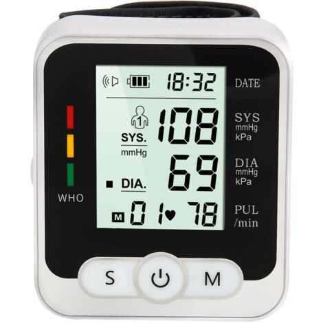 Tensiomètre numérique, tensiomètre automatique à usage domestique, grand écran LCD, mémoire de lecture, étui de transport portable