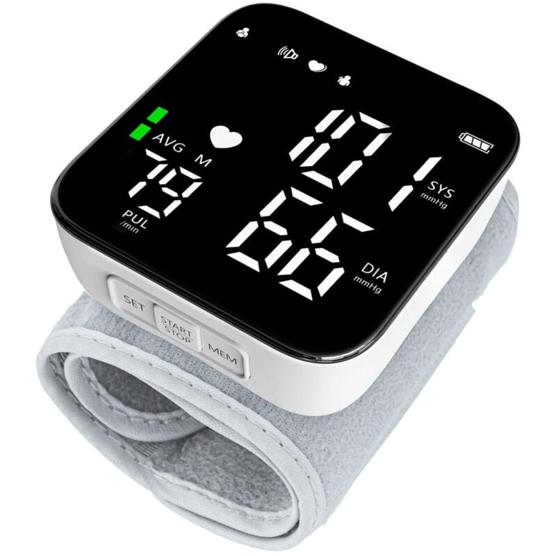 Jusch - Tensiometre poignet professionnel, Affichage numérique plein écran led, Détection de Pulsations Cardiaques Irrégulières