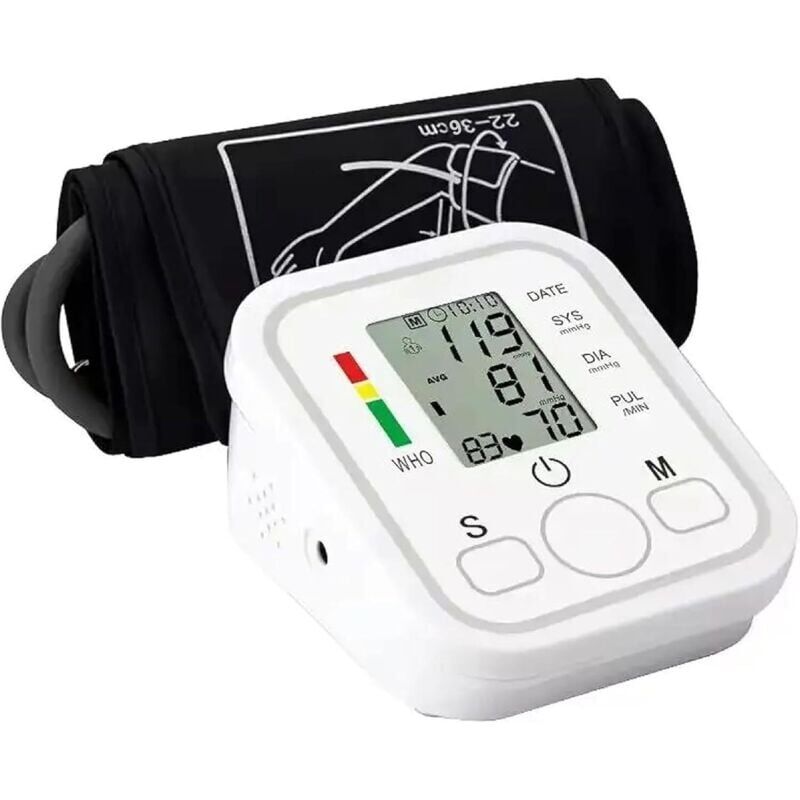 Tensiomètre avec brassard pour le haut du bras - Moniteur de fréquence cardiaque et d'hypertension pour un usage domestique - Moniteur de pression