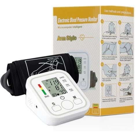 QIYAO Tensiomètres avec grand brassard - Bras 22-32 cm 8,6-12,6" Cliniquement précis avec 2 x 99 mémoire double batterie ou écran LCD USB Usage domestique