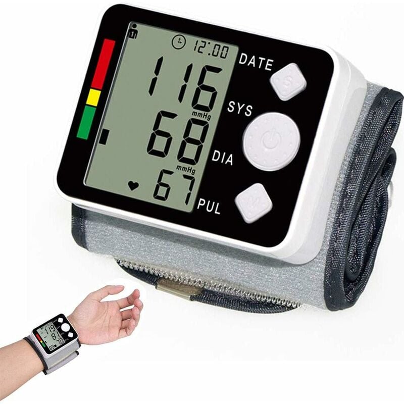 Aougo - Tensiomètre au Poignet pour la Maison - Mesurez automatiquement Votre tensiomètre avec détection du pouls par fréquence Cardiaque - 2 x 99
