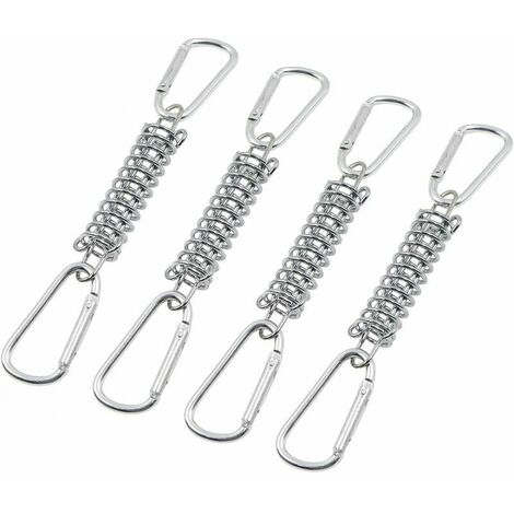 Tension Spring Buckle Awning Attachment - Shade Sail Attachments Stainless Steel Accessories with 4 Coil Springs 8 Carabiners for Tents Awnings Camping, 4 Pcs