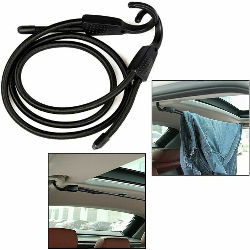 Tensioner Steel Hook Extra Wide Opening, Elastics Luggage Tensioner With Carabiner, Black