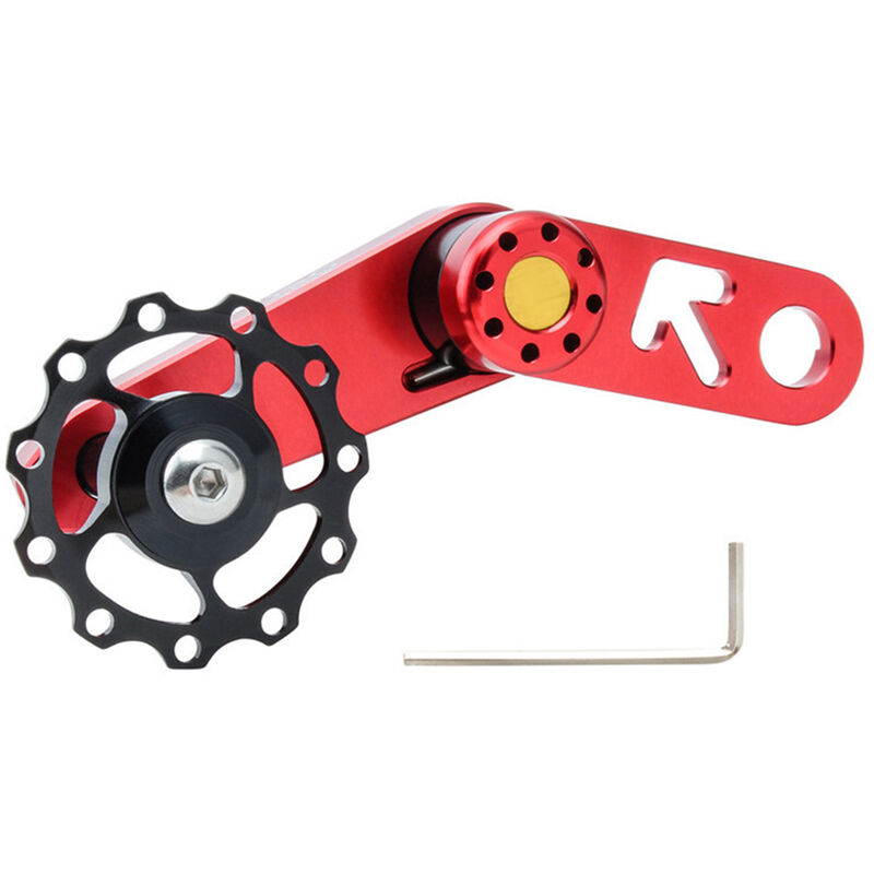 

Tensor de cadena convertidor de velocidad unica para bicicleta de aleacion de aluminio, estabilizador de cadena de bicicleta plegable y ligero,rojo