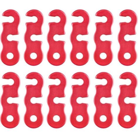 Tensor de cuerda de camping de aleación de aluminio, ajustador de cuerdas tensoras, tensores para tiendas de campaña, lonas y senderismo (rojo - 12 piezas)