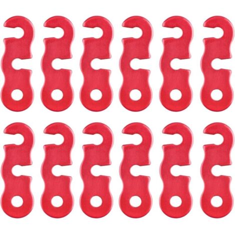 Tensor de cuerda de camping de aleación de aluminio, tensor de cuerda para tienda de campaña, lona y senderismo (rojo - 12 piezas)