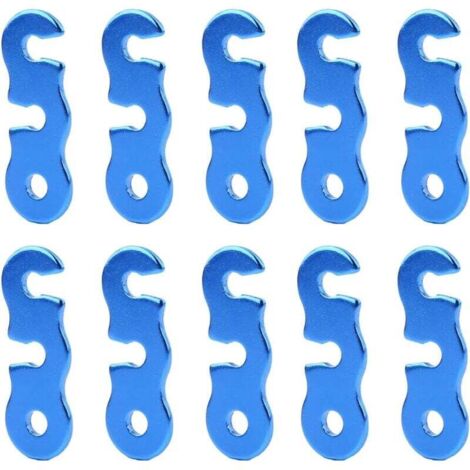 Tensor de cuerda de leva (azul), tensor de carpa de aluminio para cuerdas tensoras, accesorios de cuerda para toldos de carpa, hebilla de cuerda con tres ojales