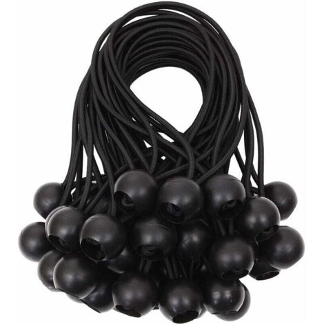 Tensor de Lona, Tensor de Bola, Tensor Elástico, Tensor de Goma para Pancarta, Lona, Cenador, Carpa, Cortinas, Correa de Extensión, Soporte de Lona, Blanco, 15 cm (Negro, 40 Piezas)