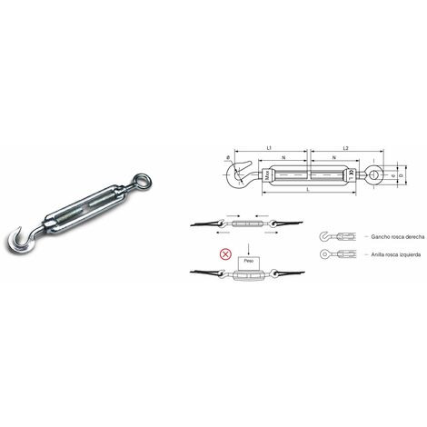 DAMESA TENSOR GALVANIZADO GANCHO ANILLA 5/8 16 MM