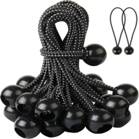 Tensores para lonas, tensores elásticos, 40 tensores de goma con bola, cordón elástico para lonas, tiendas de campaña, cubiertas y camping.